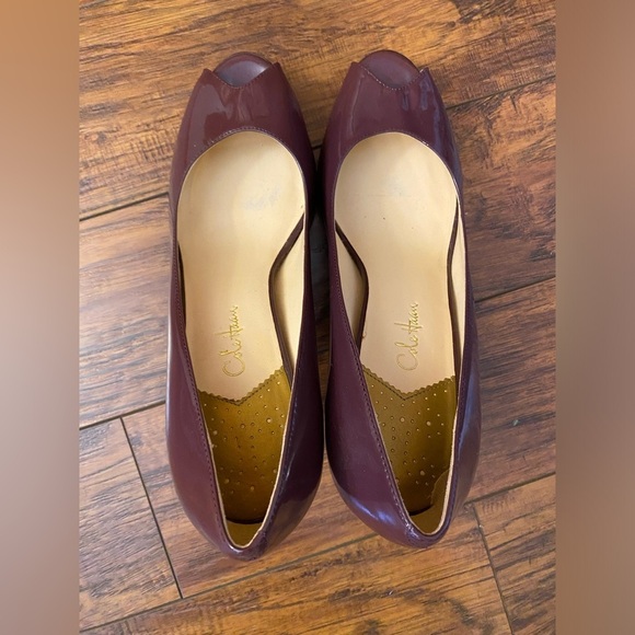 Cole Haan NikeAir Patent Purple Leather Peep Toe Stiletto Size 10 B Halloween - Picture 4 of 9